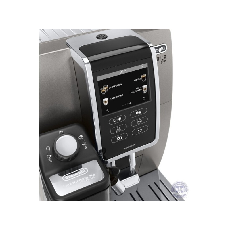Dinamica Plus- Smart Coffee & Espresso Machine With Coffee Link Connectivity App + Automatic Milk Frother, Titanium - Ecam37095ti