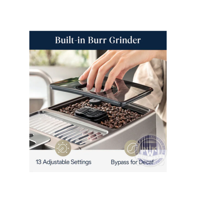 Dinamica Plus- Smart Coffee & Espresso Machine With Coffee Link Connectivity App + Automatic Milk Frother, Titanium - Ecam37095ti